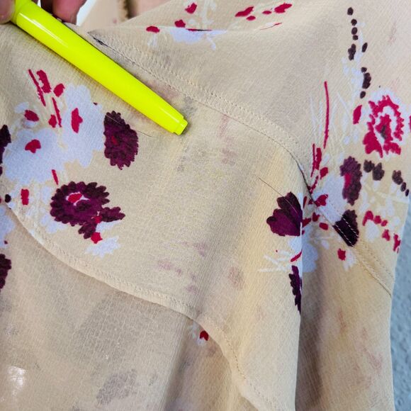 Free People Top Womens Small Shimmy & Shake Sequin Floral Flowy Boho Blouse S - Picture 5 of 11